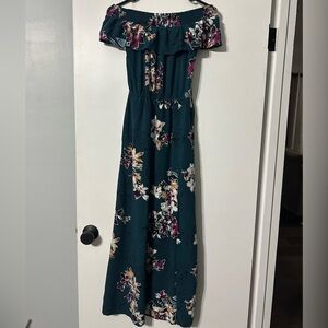 Maurices Teal and Floral Smocked Dress